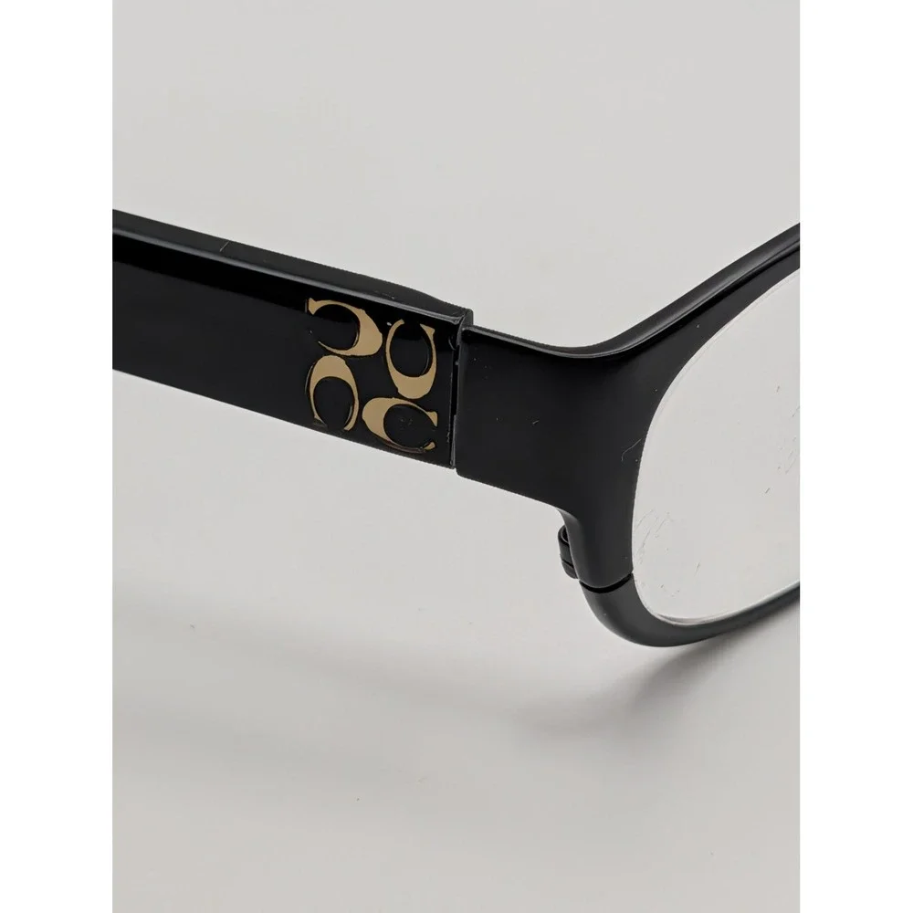 Coach HC 5029 Ashby Eyeglasses Satin Black Gold Signature C Logo Oval Frames